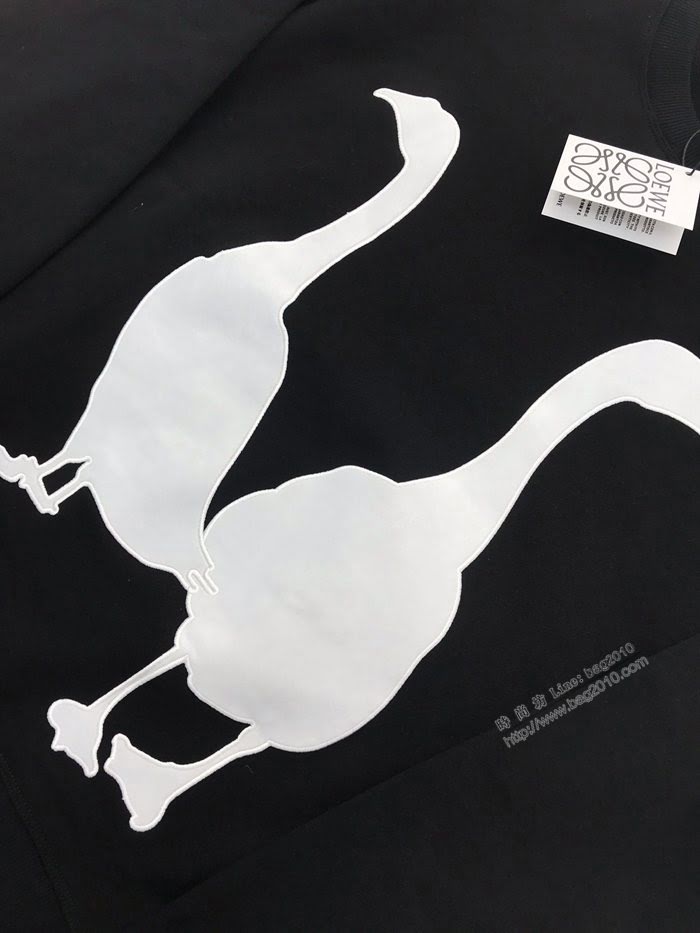 Loewe男裝 羅意威20SS最新天鵝植絨圖案套頭圓領衛衣 情侶款刺繡貼片LOGO衛衣  ydi3500